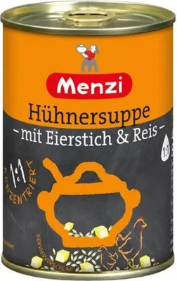 Produktbild von Menzi Hühnersuppe mit Eierstich und Reis 1:1, 400ml