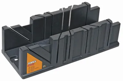 Produktbild von TOPEX Gehrungslade Gehrungsblock 233 x 53 x 56 mm Kunststoff, zum Schneiden von Holzwinkeln, 22.5°/45°/90° Schnittwinkel, Gehrungssäge mit Führung