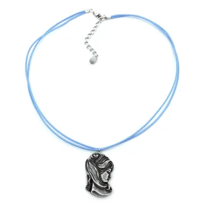 Produktbild von Kette Cameè grau Kordel hellblau 40cm hellblau 33x22mm