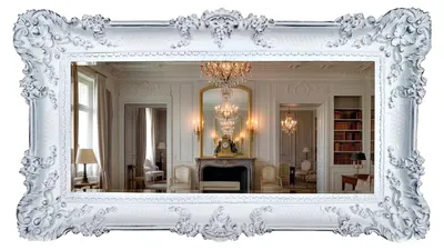 Productafbeelding van Barok Wandspiegel in Wit Zilver 96x57 cm