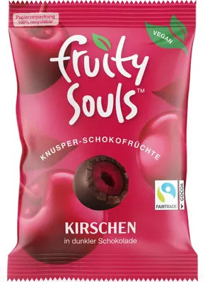 Produktbild von FruitySouls Knusper-Schokofrüchte Kirschen vegan 80g