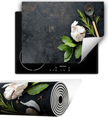 Produktbild von Herdabdeckplatte abdeckung Glaskeramikkochfeld abdeckplatte 80x52 cm Anti Rutsch Matte Aufrollbar, Gewürze Schiefer