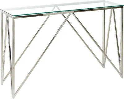 Obrázek produktu pro BELIANI Konzolový stolek stříbrný skleněná stolová deska rám z nerezové ocele 120 x 40 cm glamour moderní elegantní design