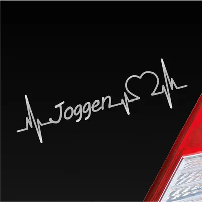 Produktbild von Auto Aufkleber Joggen Herzschlag Laufen Ausdauersport Sport Liebe 19x6 cm Silber Sticker Heckscheibenaufkleber