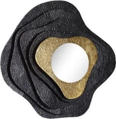 Produktbild von Casa Padrino Designer Spiegel Schwarz / Gold 96 x H. 96 cm - Moderner pulverbeschichteter und galvanisierter Metall Wandspiegel - Luxus Kollektion