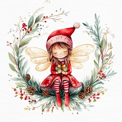 Produktbild von Servietten Papier 33x33cm 3-lagig Engelmädchen 20 Stück - Rot / Grün