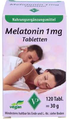 Produktbild von Velag Pharma Melatonin 1 mg Tabletten zur Verkürzung der Einschlafzeit, 120 St. Tabletten