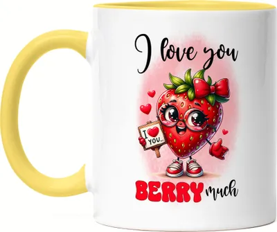 Produktbild von I Love You Berry Much Erdbeere Liebe Tasse Gelb