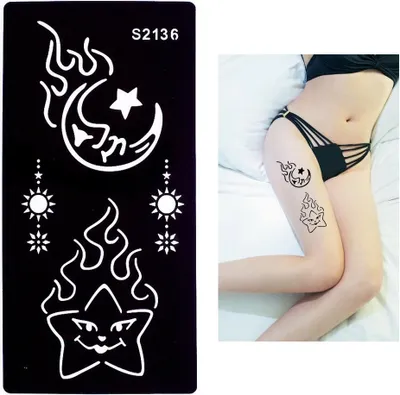 Produktbild von Henna Tattoo Schablone Airbrush Stencil Mond und Stern