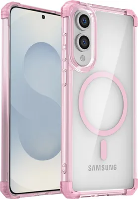 Produktbild von Magnetisch Hülle für Samsung Galaxy S25 Edge Kompatibel mit Magsafe Stoßfest Militärschutz Transparente Handyhülle Pink