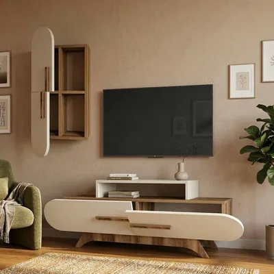 Image de Ossimo - Meuble TV, Noyer Brun, 6 Étagères