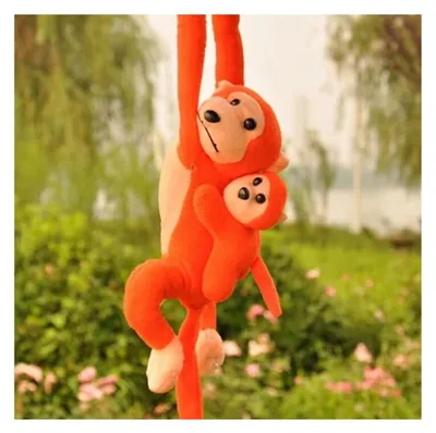 Image de Maskotka Pluszowa Małpka z Dzieckiem Pomarańczowa 90 cm
