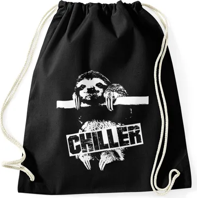 Produktbild von Turnbeutel Faultier Born Chiller Sloth Gymbag Moonworks® schwarz unisize