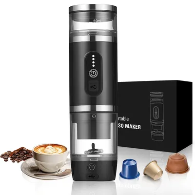 Tragbare 3-in-1 Kaffeemaschine 20 Bar, USB-C, schwarz