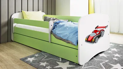 Immagine prodotto di Letto per bambini per ragazzi auto da corsa 70x140, 80x160, 80x180 cm - set completo con materasso, cassetto e protezione anticaduta