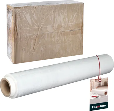Produktbild von KOTARBAU® Fólia na balenie Stretch fólia 1,5 kg | D 285 m Š 50 cm | Transparent Stretch fólia v roli Stretch fólia transparentná Fólia na balenie transparentná Fólia na balenie nábytku Stretch fólia