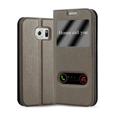 Obrázek produktu pro Cadorabo Protective Case for Samsung Galaxy S6 EDGE PLUS Case in Brown Pouzdro na mobilní telefon typu kniha Cover Etui