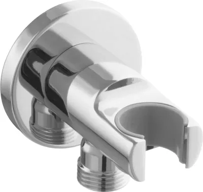 Wandanschlussbogen Mit Brausehalter BA003 Schwarz – Rund, Aus Messing, Mit Rückschlagventil