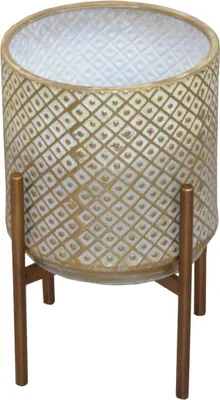 Produktbild von Blumenständer aus Metall Goldfarben Höhe 42 cm