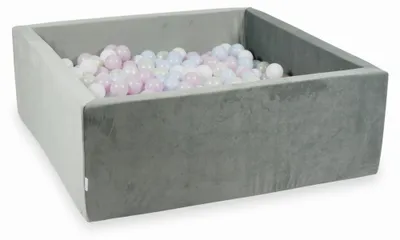 Immagine prodotto di Piscina di palline 600 pezzi 110x110x40 Grigio velluto: rosa chiaro perlato, azzurro perlato, opalescente, bianco