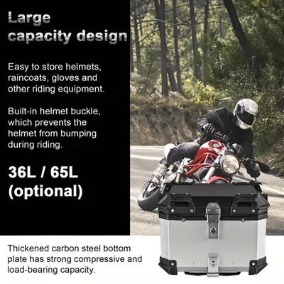 Imagen del producto de Maleta para moto - Maletero para moto - Maleta trasera para moto - Maleta superior para moto - Mochila para moto - Capacidad: 65 litros