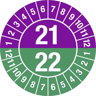 Produktbild von Dreifke® Prüfplakette 2021 - 2022 mit Monaten, Dokumentenfolie, Ø 30 mm, 10 S...
