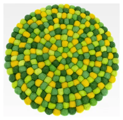 Produktbild von Runder Filzuntersetzer aus Filzkugeln 22 cm in Gelb und Grün