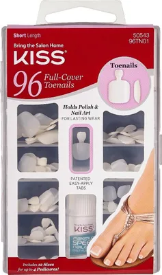 Immagine prodotto di Kiss | Unghie artificiali - Bianco - 96 pezzi - Facile applicazione - Copertura totale - Unghie dei piedi
