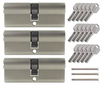 Obrázok produktu pre 3 x valec zámku, priemer 80 mm, rovnaký kľúč, s 15 kľúčmi