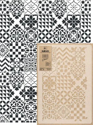 Produktbild von Wandschablone Groß Muster, Malschablone 59x95 cm Fliesen Marokkanisch Wiederverwendbare Kunststoff, Geometrische Tapete Wandgestaltung