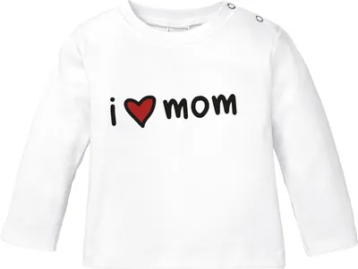 Produktbild von Baby Langarmshirt I love Mom Geschenk Mama Muttertag Geburtstag Jungen Mädchen Baumwolle SpecialMe® weiß 80/86 (10-15 Monate)