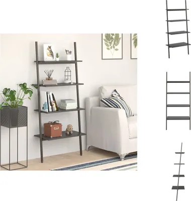 Obrázek produktu pro vidaXL Žebříkový regál se 4 policemi černý 64x34x150,5 cm - Regály a knihovny