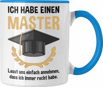 Produktbild von Trendation - Master Prüfung Tasse bestanden Geschenk Abschluss Masterarbeit Exam Prüfung Graduation (Blau)