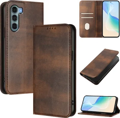 Produktbild von Handyhülle für Motorola Edge S30/Moto G200 5G, Vintage Leder RFID Schutz Kartenfach Standfunktion Magnetische Klapphülle Braun