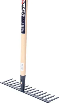 Produktbild von Geklebter Rechen mit 14 geraden Zähnen, Buchenholzstiel, 150 cm – Spear & Jackson