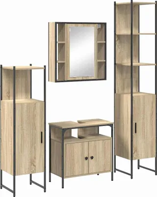 Obrázek produktu pro Sada koupelnového nábytku 4 pcs Sonoma dub kompozitní dřevo