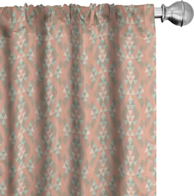 Immagine prodotto di ABAKUHAUS Tende geometriche, tendaggi, motivo tribale con graziosi triangoli minuscoli, 2 pezzi 75 x 245 cm, salmone mandorla verde