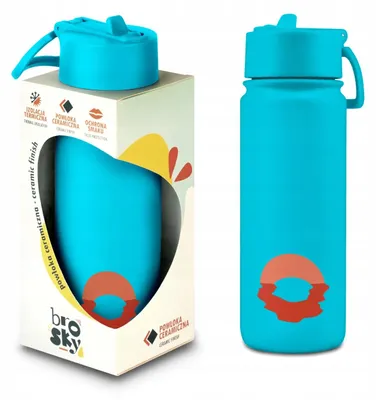 Produktbild von Brosky O. Blaue Trinkflasche mit Strohhalm, 550ml, auslaufsicher