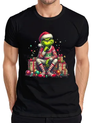 Obrázok produktu pre Grinch Vianočný darček vtipný nápad na zlý darček retro pánske tričko, čierne, XL