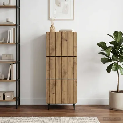 Immagine prodotto di vidaXL Mobiletto con cassetti, 33 x 34,5 x 92 cm, realizzato in legno composito, finitura "Artisan Oak"