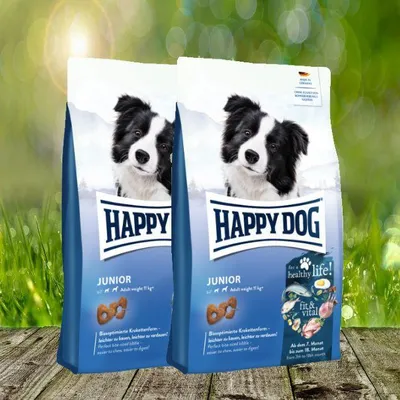 Productafbeelding van Happy Dog fit & vital Junior, 2 x 10 kg - Evenwichtig voer voor jonge honden, met 5 dierlijke eiwitten en rijst
