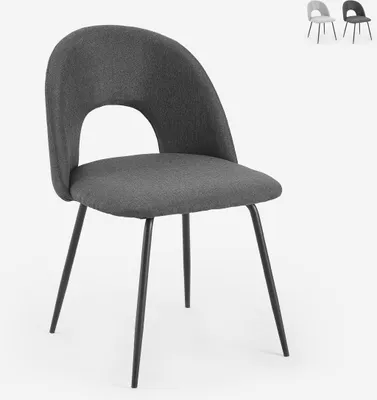 Image de Élégante chaise en tissu rembourrée pour le salon et la salle à manger Sarwa - Gris foncé