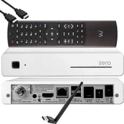 Produktbild von VU+ Plus Zero Linux Full HD Sat Receiver - Weiss + 150 Mbits Wifi Stick
