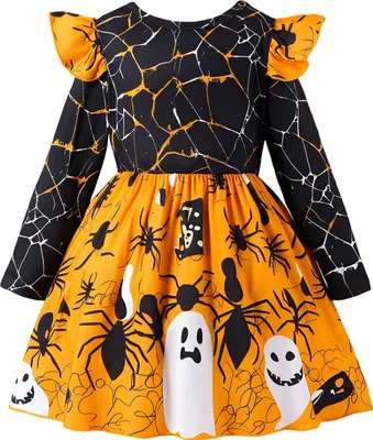 Obrázek produktu pro Dětské halloweenské šaty vel. 116 - Pavouci a duchové