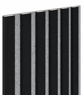 Zdjęcie produktu dla Lamel ścienny na szarym filcu 6L Marbet Design WOODLINE 270x30 cm Czarny mat 1 szt.