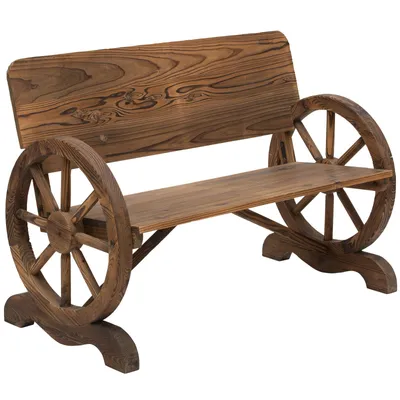 Productafbeelding van Tuinbank, 2-zits, massief hout, met armleuningen, design met wielen, draagvermogen 250 kg, afmetingen 114x58x80 cm (donkerbruin)