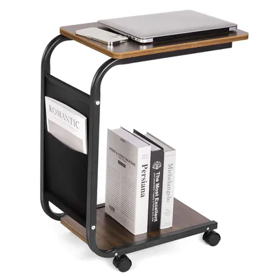 Produktbild von Yorbay Beistelltisch C-Form Couchtisch, Sofatisch 45×30×65 cm  Kaffeetisch  mit Rollen & höhenverstellbaren Füßen - Wohnzimmer, Büro, Balkon