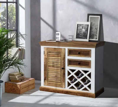 Produktbild von Weinkommode 103x90cm 'Korsika' Mango weiß natur