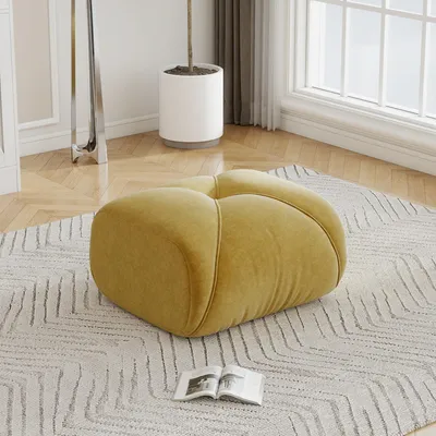 Obrázok produktu pre Elowin, sedacia podložka, materiál: chenille, farba: žltá, rozmer: 78x76x45 cm, polstrovaná podložka s výplňou z peny 32D