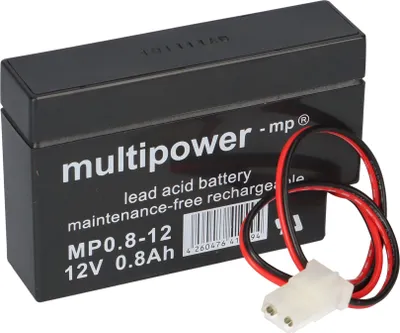 Immagine prodotto di Batteria al piombo Multipower MP0.8-12AMP Pb 12V 0.8Ah